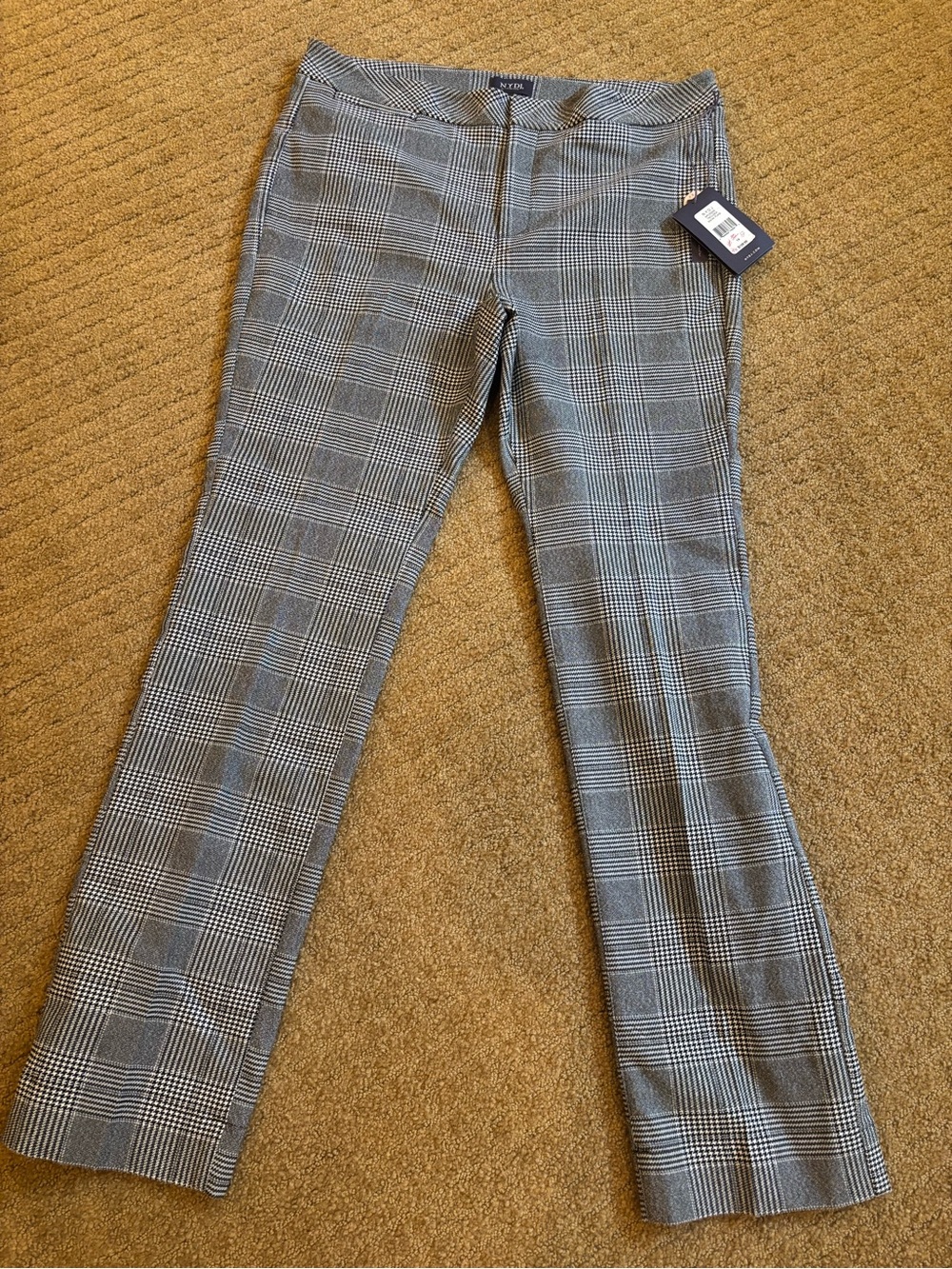 NYDJ Black and Gray Glen Plaid Pants